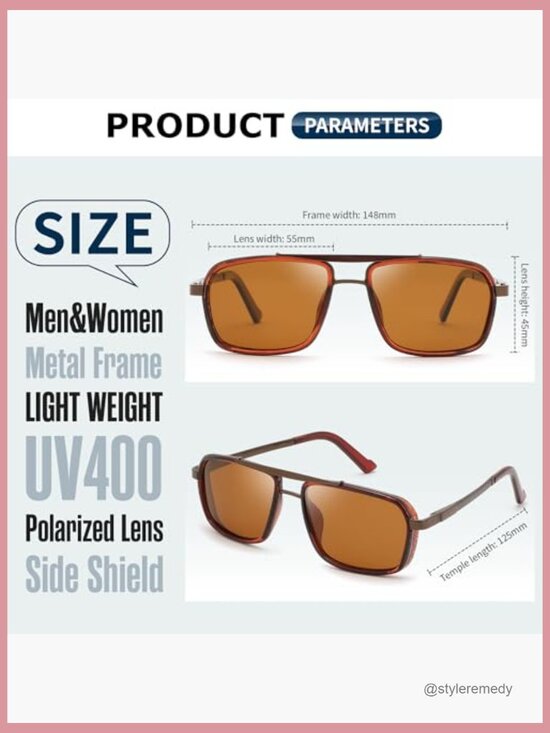 Retro Aviator Polarized Sunglasses with Metal Frame